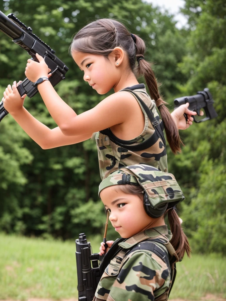 Girl aiming a gun
