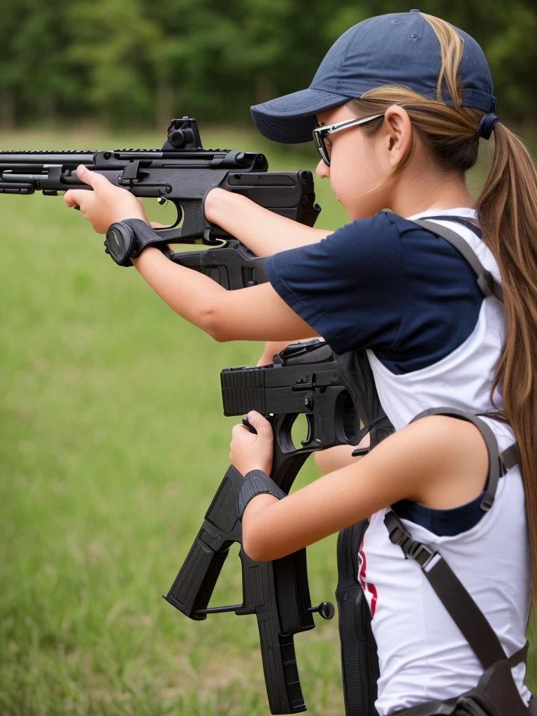 Girl aiming a gun
