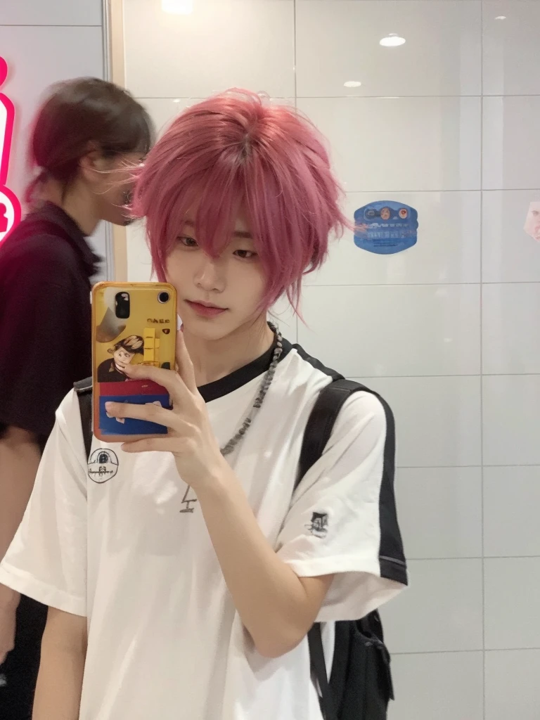 Gray pink men's hair