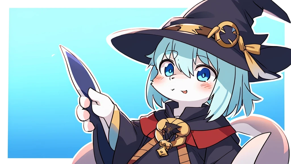 masterpiece, solo,1girl, Furry, Kemono, furry shark, blue eyes, witch clothes, fantasy town, by すな吉 