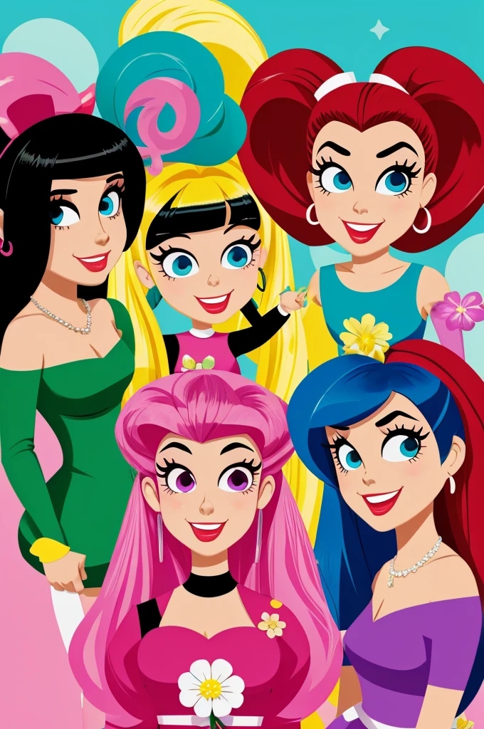 The one with the powerpuff girls in drag with flower outfits