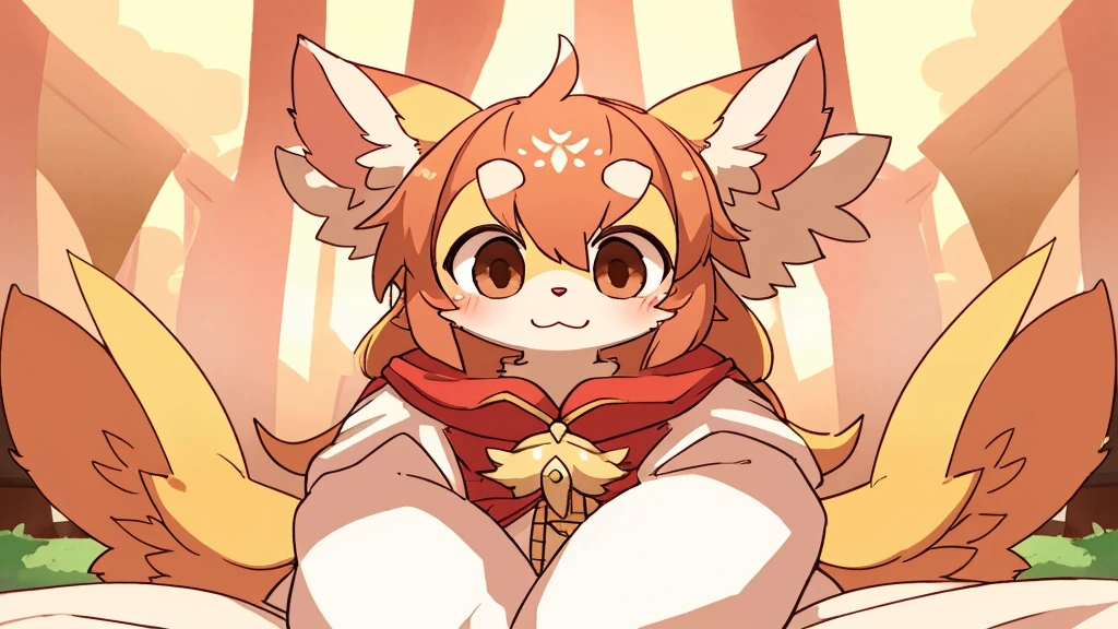 masterpiece, solo,1girl, Furry, Kemono, furry rosy maple moth, brown eyes, fantasy town, by すな吉