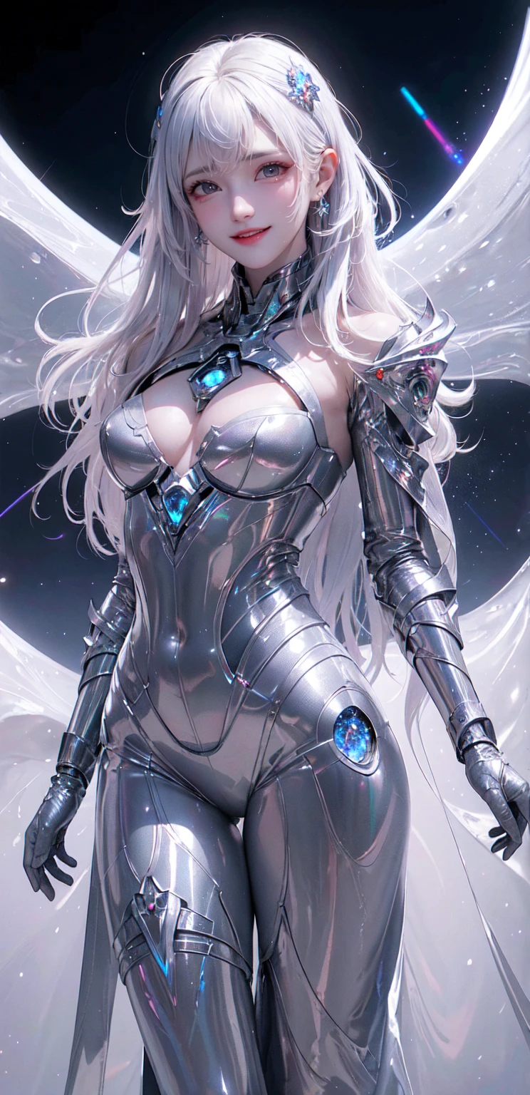 (high resolution, Human Development Report),An interstellar spaceship in deep space, Futuristic spaceship, Shiny metallic look, Stylish design, Intricate hull details, Glowing engine thrusters, Advanced technology, Vibrant Energy Shield, Orbiting a celestial body, distant nebula, Twinkling stars in the background, Smooth and polished surface, Dramatic Lighting, surreal atmosphere.