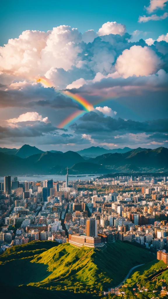 there is a rainbow in the sky over a beach with rocks and pebbles, an illustration of by Igor Grabar, trending on shutterstock, fine art, seashore, magical beach, sunny rainbow galaxy stormy sea, colorful hd picure, near the seashore, rainbow reflections, just one rainbow 8 k, beach landscape, still of rainbow ophanim, calm vivid colors a view of a city with tall buildings and a green park, a picture by Naondo Nakamura, unsplash, sōsaku hanga, tokyo japan,    there are two people climbing up a mountain with a view of the clouds, a detailed matte painting inspired by Michael Komarck, unsplash, romanticism, chamonix, photo epic of the year, max rive, breath taking, epic stunning atmosphere, national geographic footage, rise above clouds, stunning skied, above the clouds, gopro footage tokyo city, tokyo city in the background, tokio, tokyo, japanese city, tokyo prefecture, new tokyo, aerial view of a city, tokyo in the background, bird's eye view of a city