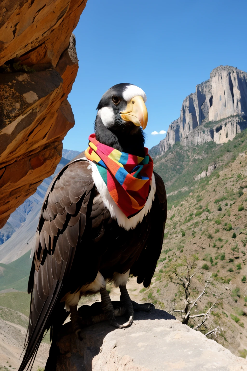 andico condor with a scarf