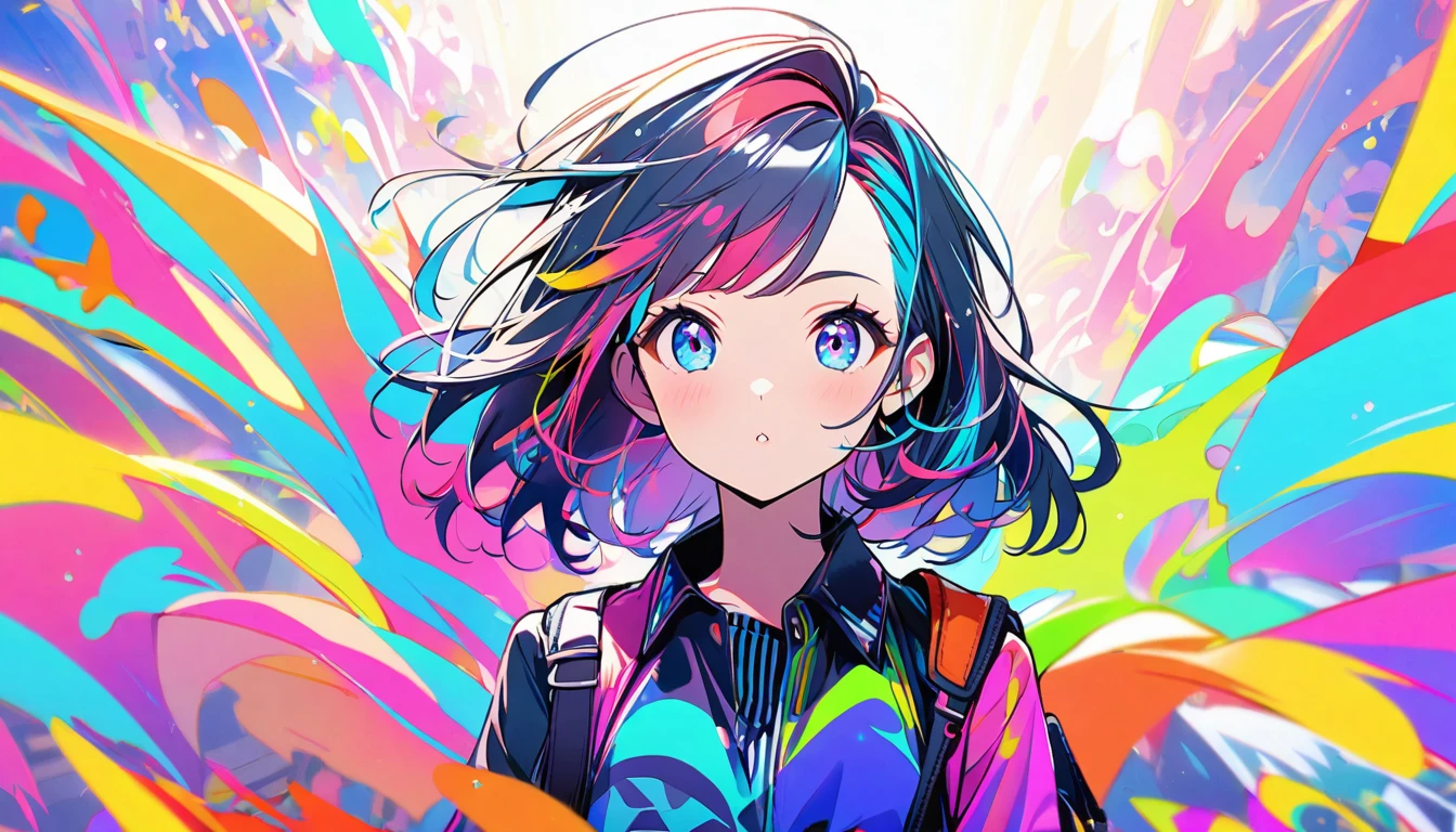 1girl, stylish, bright, colorful, 8k