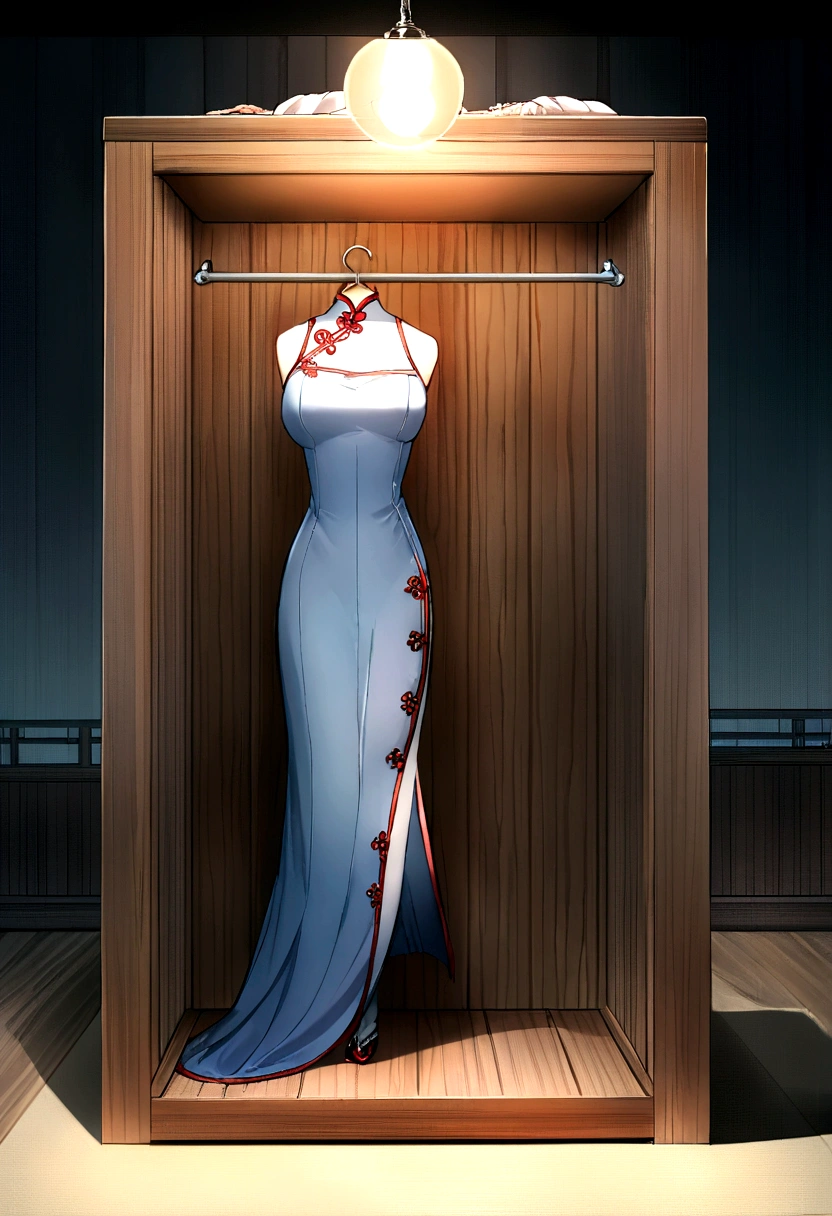 Highest quality、detailed、8K、Elderly Group、tailor、Devoting one's life to making a red Chinese dress、Ultra-precision work、((Place the Chinese dress on the workbench))、Late Night、Lighting with one bulb、Sweat、Exhausted、muscular old man、Long white beard、Long white hair tied back、Messy Hair、In a dilapidated hut、(Prototype dresses lined up on hangers)、The completed red Chinese dress is stored in a wooden box.、Shining