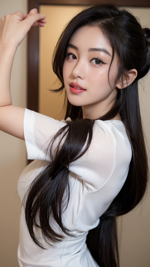 masterpiece,best quality,higher, Super sexy super cute Japanese girl、Hot, erotic and sexy lips、Big eyes、Drooping eyearilyn (;Marilyn Monroe face)、ASİAN,(brown race),dark skin,Dark brown, loosely wavy long hair,、Twin tails、To the bun、1girl,NDGE、Super big、sexual excitement、(((小さなコヅメカワウソ)))、Super big、(((sexual excitement)))、(((Little Little Otter、 Zoo)))、Cute smile