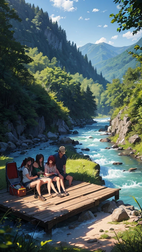Anime
There is a path, there is a picnic van parked and beyond that there is a river, very beautiful green mountains and it is morning time. Give me prompt

Show drafts
volume_up
Picnic Adventure Awaits!
Setting:

The crisp morning air carries the scent of pine and damp earth. A well-worn path winds through a meadow, leading to a picturesque scene. Parked at the path's end is a brightly colored picnic van, its open back doors hinting at the delicious treats within. Beyond the van, a sparkling river snakes its way through a valley flanked by majestic green mountains. The sun, just peeking over the peaks, casts a warm glow on the scene.

Characters:

You (the protagonist) - Full of excitement for the day's adventure.
(Optional) Your companions - Who are you sharing this adventure with? A family, friends, or a special someone?
Prompt:

You step out of the van, stretching your arms wide and taking in the breathtaking view. The air is cool and invigorating, and the sound of the rushing river fills your ears. Today's adventure is about to begin!

Here are some options to consider for your story:

Who are you with? Describe the people you're sharing this picnic with. What are their personalities like? Are they as excited as you are?
What's in the picnic basket? Describe the delicious food and drinks you brought along.
Explore the surroundings! Head down to the river, wade in the cool water, skip stones, or simply relax on the bank and enjoy the view. What do you see and hear?
Adventure awaits! Do you want to hike further along the path and explore the mountains? Perhaps you spot wildlife or discover a hidden waterfall.
More than a picnic! Is this picnic just a stop on a longer journey? Are you on a road trip or camping adventure?
Let your imagination take you on this perfect morning picnic adventure!