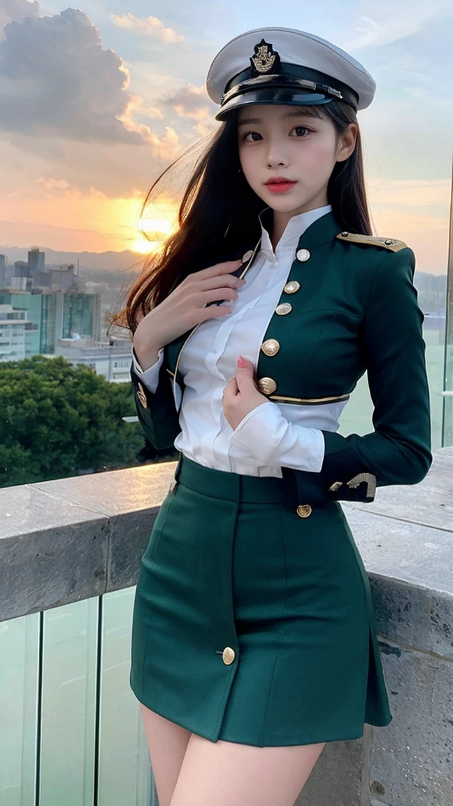 Reality, high resolution, 1 Woman, Solitary, Hip lift, View Viewer, (Delicate face), military uniform