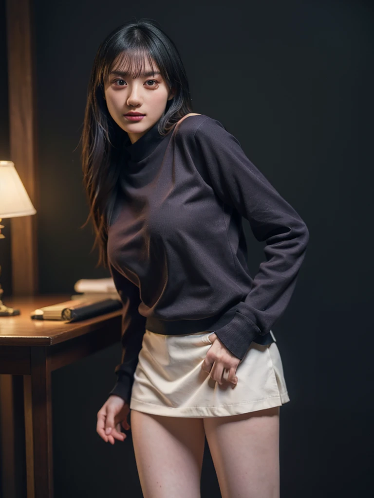 1girl, woman, masterpiece, best quality, highest quality, cinematic lighting, (volumetric lighting), extremely detailed CG unity 8k wallpaper, focused, 8k wallpaper, extremely detailed, ultra realistic, photorealistic, sharp focus, absurdres, (HDR:1.2), (high contrast), photograph, detailed and intricate, instagram, portrait, highly detailed, digital painting, artstation, concept art, smooth, sharp focus, illustration, cinematic lighting, (Large breast:1.2), medium shoulder, show thighs, full body show, shirt, short skirt,
perfect anatomy,correct anatomy,perfect face,perfect arms,perfect hands,perfect fingers,perfect waist,perfect right and left legs,perfect right and left feet.