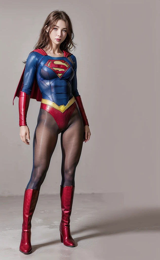 No background、(((Beautiful legs in black tights.)))、(((Legally express the beauty of your smile)))、((((Make the most of your original images)))、(((Body-hugging Supergirl costume)))、(((Supergirl Costume)))、(((Beautiful Hair)))、(((suffering)))、(((Please wear black tights....、Wear red boots)))、((Best image quality、8K))、((Highest quality、8K、masterpiece:1.3))、(((Preserve background )))、Sharp focus:1.2、Beautiful woman with perfect figure:1.4、Slim Abs:1.2、Wet body:1.5、Highly detailed face and skin texture、8K