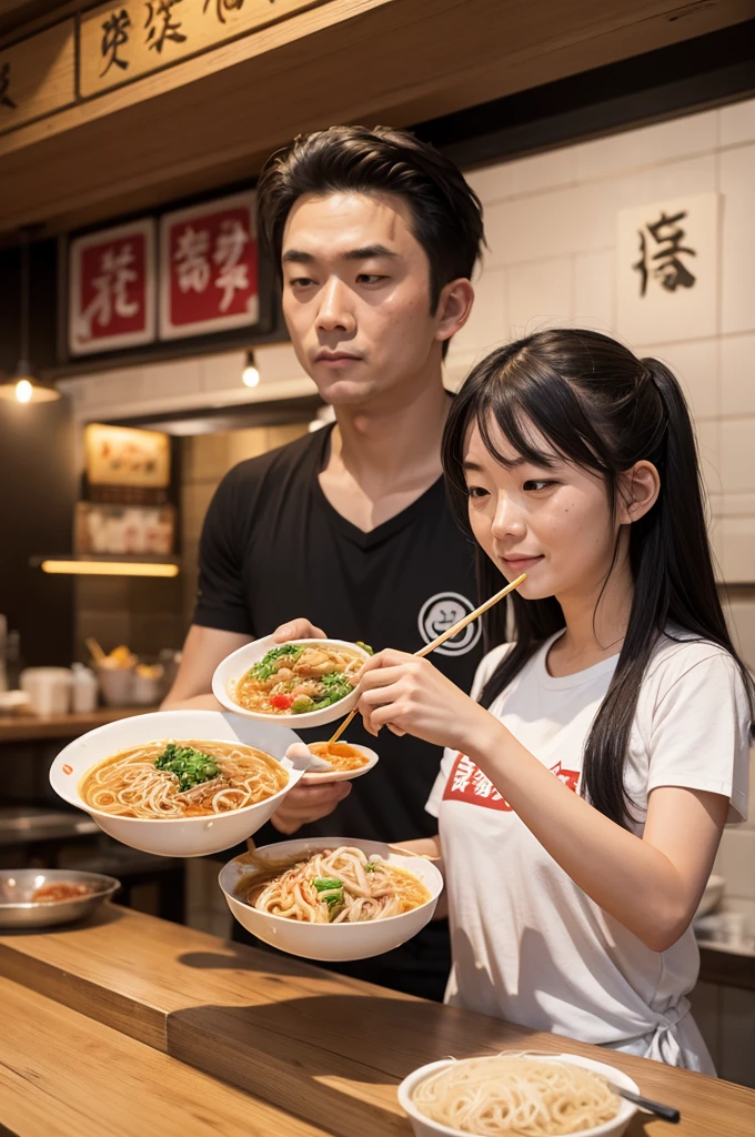 Logo of a noodle restaurant with the title Noodles of Heroes