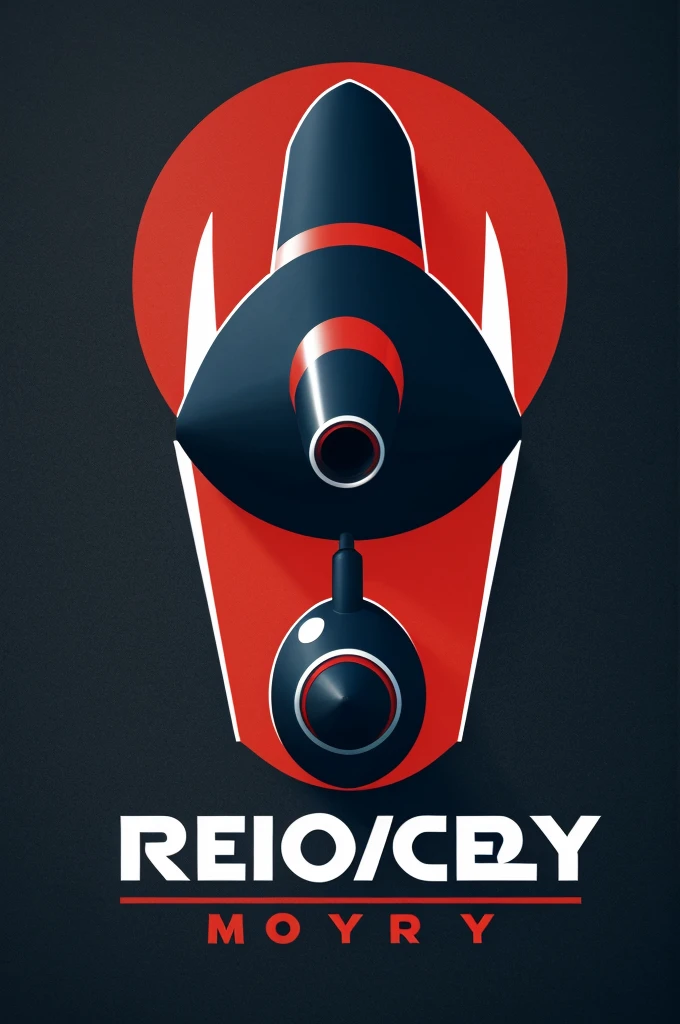 A logo for a Delivery company with the name Rocket Motor with black and red colors but the rocket is navy blue 