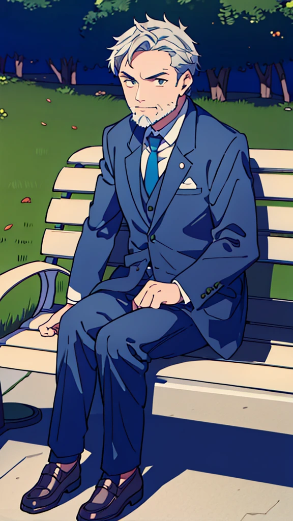 a middle-aged man，Briton，gray hair，with wrinkles，thin cheeks，Have a little beard，Wearing something like a suit，And suit jackets，sitting alone on a bench，holding pipe in hand，sitting alone on a benchsitting alone on a benchsitting alone on a benchsitting alone on a benchsitting alone on a benchsitting alone on a benchsitting alone on a benchsitting alone on a benchsitting alone on a benchsitting alone on a benchsitting alone on a bench