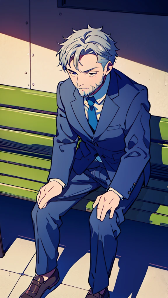 a middle-aged man,Briton,gray hair,with wrinkles,thin cheeks,Have a little beard,Wearing something like a suit,And suit jackets,sitting alone on a bench,holding pipe in hand,sitting alone on a benchsitting alone on a benchsitting alone on a benchsitting alone on a benchsitting alone on a benchsitting alone on a benchsitting alone on a benchsitting alone on a benchsitting alone on a benchsitting alone on a benchsitting alone on a bench