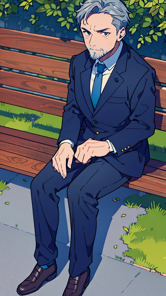 a middle-aged man,Briton,gray hair,with wrinkles,thin cheeks,Have a little beard,Wearing something like a suit,And suit jackets,sitting alone on a bench,holding pipe in hand,sitting alone on a benchsitting alone on a benchsitting alone on a benchsitting alone on a benchsitting alone on a benchsitting alone on a benchsitting alone on a benchsitting alone on a benchsitting alone on a benchsitting alone on a benchsitting alone on a bench