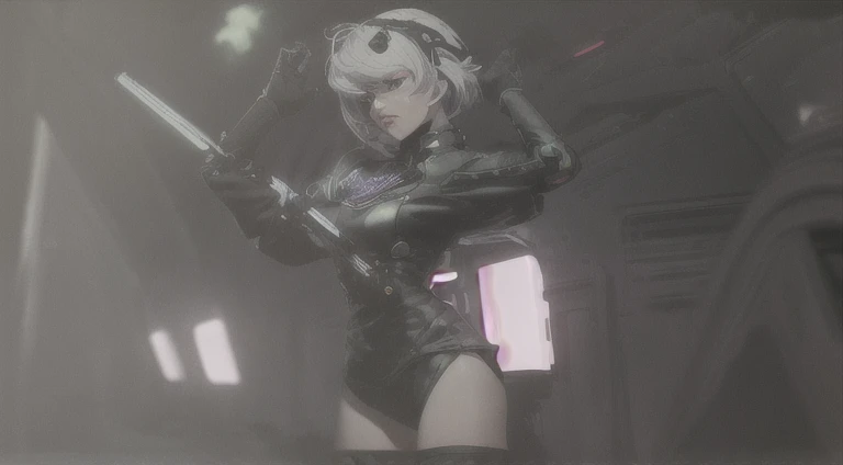 ((The best quality)), ((Masterpiece)), (Very detailed:1.3), ..............3D, beautiful (Cyberpunk:1.3) hacker woman, short hairstyle,short hair, Return to viewer, Thick hair, Operating computer terminal, head mounted display, computer server, LCD screen, fiber optic cable, Company logo, HDR (High Dymanic Range), ray tracing, NVIDIA RTX, super resolution, Unreal 5, Subsoil Scatter, PBR texture, Post-processing, Anisotropic filtering, depth of field, maximum sharpness and sharpness, Multilayer textures, Albedo y Highlight Maps, Surface shading, Accurate simulation of light-material interactions, perfect proportions, octane rendering, duotone lighting, Low ISO, white balance, rule of thirds, wide opening, 8K RAW, efficient sub-pixels, sub-pixel convolution, glow particles, dynamic pose