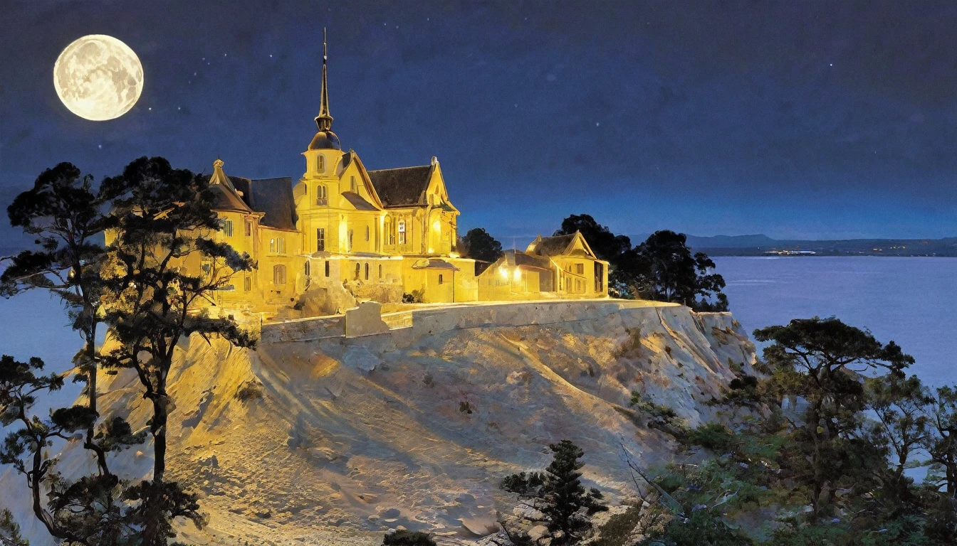 Beethoven is conducting vigorously., Beethoven's "Moonlight Sonata" 3rd movement. Intense arpeggios and rapid passages captivate the listener, evoking deep emotions. It portrays the dramatic landscape illuminated by the moonlight in the night sky, offering a breathtaking musical experience.