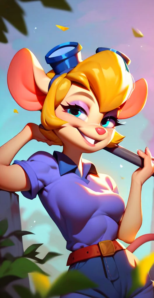 score_9, score_8_up, score_7_up, score_6_up, score_5_up, score_4_up, anthro mouse gadget hackwrench, blonde hair