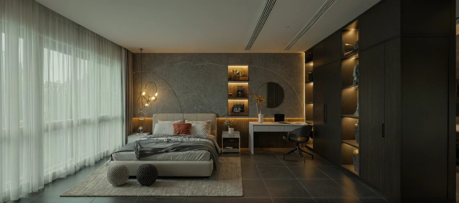 Photo brute,head of'artwork, High quality, best quality, authentique, great detail,
interior, To l'interior, style de chambre moderne
, (day light:1.1), couleur vive, (realistic:1.2),