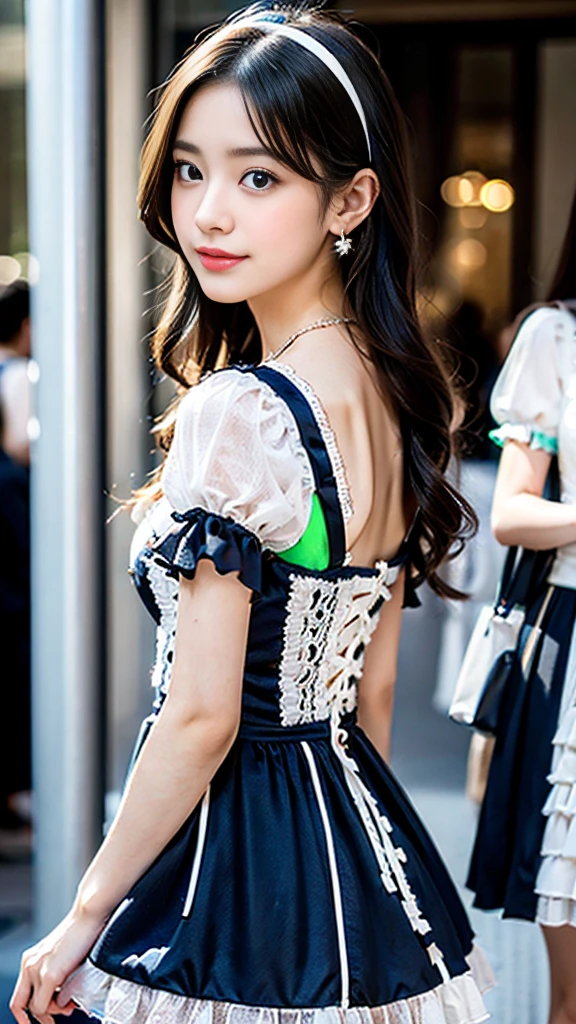 （32k,Very high resolution, Attention to detail, Very accurate, Tabletop、Girl 1,upon：1.5）,RAW Photos & Realistic atmosphere,Beautiful dark blue eyes,Mouth details,Glossy Lips,Fine eyebrows,With soft white skin that shines in every detail、Detailed eyes、Very beautiful eyes with blue pupils,Detailed lips、Very beautiful face,Very well-formed face、A vivid face,Beautiful, shining lips,Beautiful Eyebrows,Infinite Reality,Best Design,（めちゃくちゃかわいい日本の13歳のロリータファッションの美Girl,Beautiful thighs,Ideal legs,Beautifully shaped breasts,Very cute beautiful girl,Girl：1.4）,The best natural makeup,Japanese Ido,Korean Idol,Japanese Kids Model,Watery eyes,Shining beautiful eyes,Beautiful ass,Beautiful feet,,Camel foot,：1.2),Ultra-high resolution、Attention to detail傑作の顔,Natural and realistic faces,Backlight,Her pure eyes are so cute,Reality Live Action,（Earrings that go well with Lolita fashion,,necklace,hair ornaments：1.5）,shiny nail art,Blonde medium permed hair：1.4）,（High resolution lolita fashion with beautiful embroidery,Beautiful lolita in high quality,A revealing micro mini skirt,huge ,Showing off full-body fashion,upon beautiful girl with baby face：1.6）,look back,On the streets of Harajuku,A kind smile
