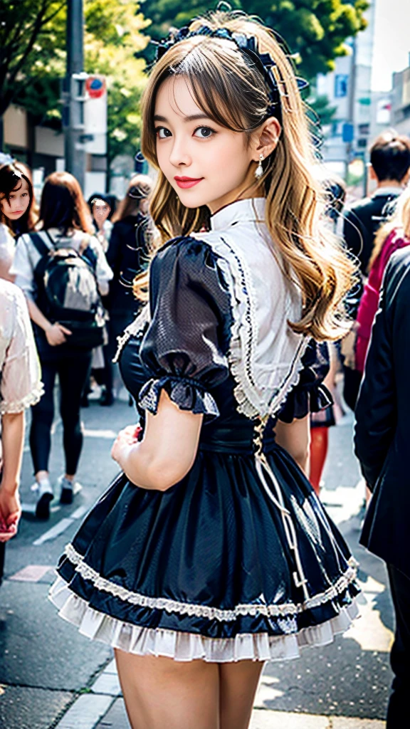 (32k,Very high resolution, Attention to detail, Very accurate, Tabletop、Girl 1,upon:1.5),RAW Photos & Realistic atmosphere,Beautiful dark blue eyes,Mouth details,Glossy Lips,Fine eyebrows,With soft white skin that shines in every detail、Detailed eyes、Very beautiful eyes with blue pupils,Detailed lips、Very beautiful face,Very well-formed face、A vivid face,Beautiful, shining lips,Beautiful Eyebrows,Infinite Reality,Best Design,(めちゃくちゃかわいい日本の13歳のロリータファッションの美Girl,Beautiful thighs,Ideal legs,Beautifully shaped breasts,Very cute beautiful girl,Girl:1.4),The best natural makeup,Japanese Ido,Korean Idol,Japanese Kids Model,Watery eyes,Shining beautiful eyes,Beautiful ass,Beautiful feet,,Camel foot,:1.2),Ultra-high resolution、Attention to detail傑作の顔,Natural and realistic faces,Backlight,Her pure eyes are so cute,Reality Live Action,(Earrings that go well with Lolita fashion,,necklace,hair ornaments:1.5),shiny nail art,Blonde medium permed hair:1.4),(High resolution lolita fashion with beautiful embroidery,Beautiful lolita in high quality,A revealing micro mini skirt,huge ,Showing off full-body fashion,upon beautiful girl with baby face:1.6),look back,On the streets of Harajuku,A kind smile