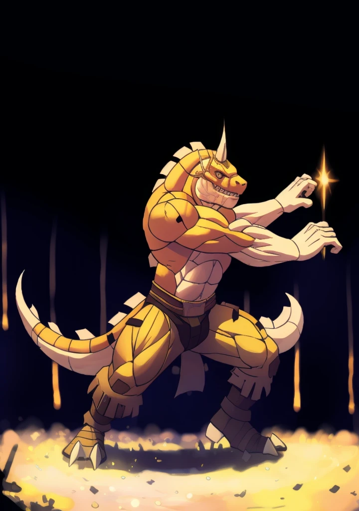 a reptilian humanoid with a fish-like helmet engaged in combat in an arena, highly detailed, 1 reptilian humanoid, fish helmet, arena, battle, action pose, dynamic composition, dramatic lighting, cinematic atmosphere, hyper-realistic, unreal engine, 8k, photorealistic, masterpiece, award-winning digital art