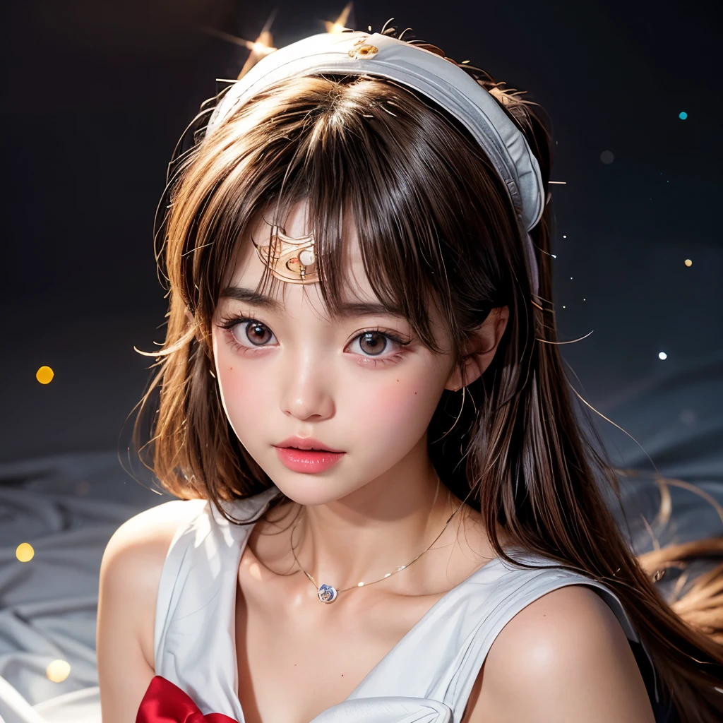 NSFW, 8k, High-level, absurd, masterpiece, best quality, primitive, very detailed CG, very detailed wallpaper, perfect lighting, Extremely detailed (((The personifying " Sailor Moon " as a ))), MysticSight, Tyndall effect, Tyndall scattering, Studio gray background with (many Dazzling RainbowColor particles BokeH:1.28), (RoundlyButts, ThighGap), (Exposed:0.4), (Assfocus with looking ahead), BREAK (NOGIZAKA face variations) Extremely Detailed very KAWAII face variations, perfect anatomy, Childish, captivating gaze, elaborate detailed Eyes with (sparkling highlights:1.28), long eyelashes、Glossy RED Lips with beautiful details, Coquettish tongue, Rosy cheeks, Radiant PearlSkin with clear transparency . { (Dynamic LifeLike expressions:1.4) | :d) }, (large eyes:-1) .