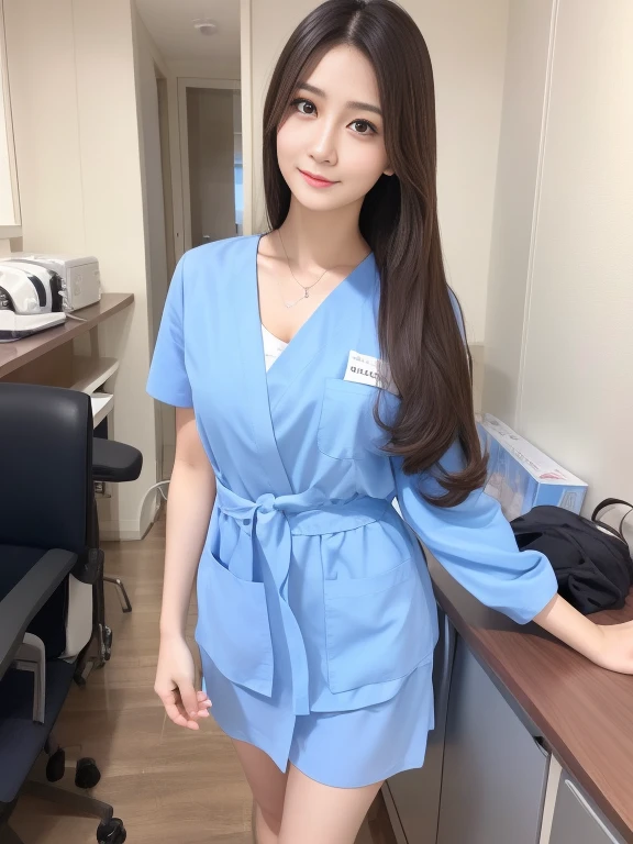 high quality、Realistic、High resolution、8k wallpaper、Full body photo、Alluring、girl、Beauty、Beauty、nurse、nurse、白いnurse服、nurseキャップ、AA cup breasts、Small breasts、Small breasts、Long Hair、Hospital room