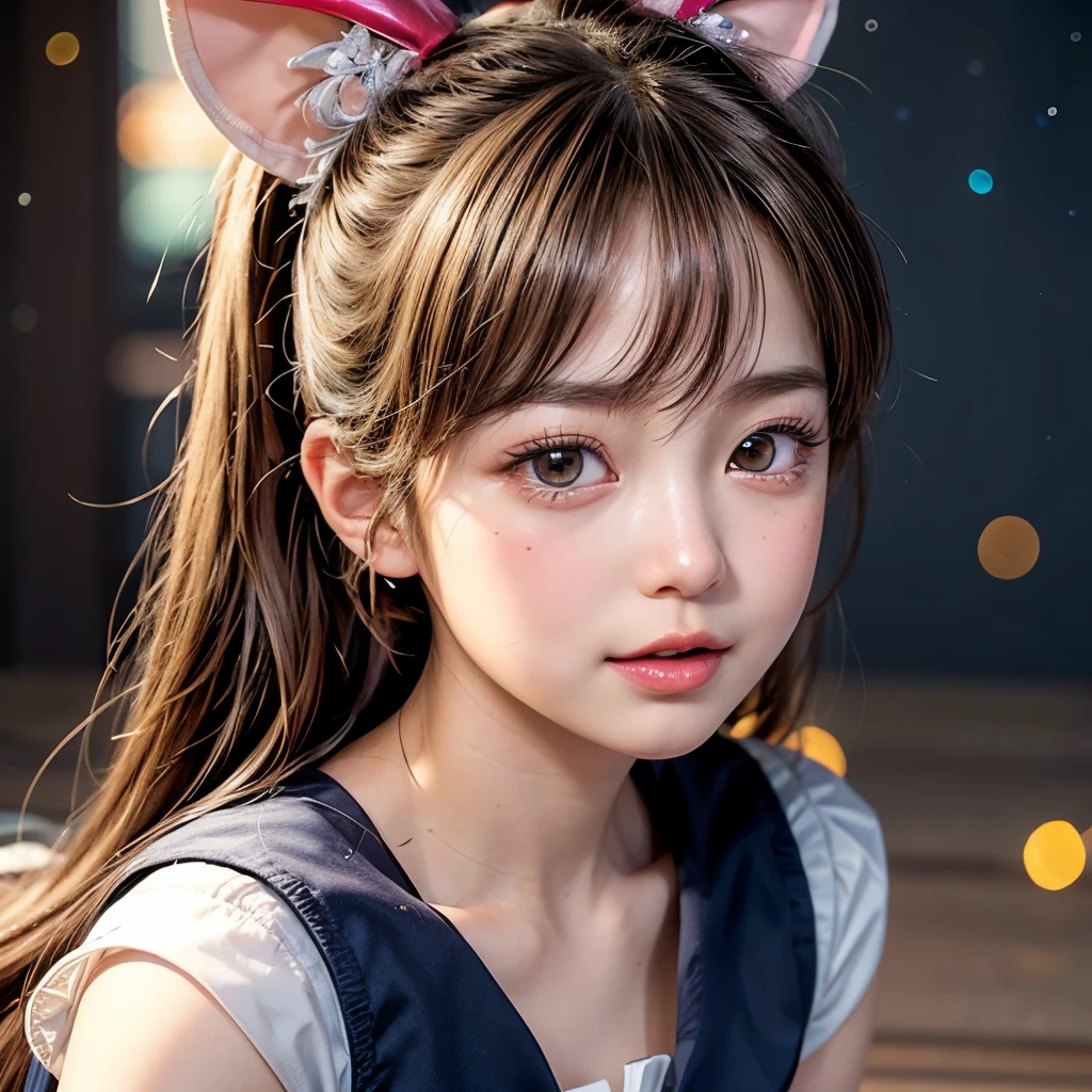 NSFW, 8k, High-level, absurd, masterpiece, best quality, primitive, very detailed CG, very detailed wallpaper, perfect lighting, Extremely detailed (((The personifying " Sailor chibi Moon " as a ))), MysticSight, Tyndall effect, Tyndall scattering,dio gray background with (many Dazzling RainbowColor particles BokeH:1.28), (RoundlyButts, ThighGap), (Exposed:0.4), (Assfocus with ling ahead), BREAK (NOGIZAKA face variations) Extremely Detailed very KAWAII face variations, perfect anatomy, Childish, captivataze, elaborate detailed Eyes with (sparkling highlights:1.28), long eyelashes、Glossy RED Lips with beautiful details, Coquettish tongue, Rosyeeks, Radiant PearlSkin with clear transparency . { (Dynamic LifeLike expressions:1.4) | :d) }, (large eyes:-1) .