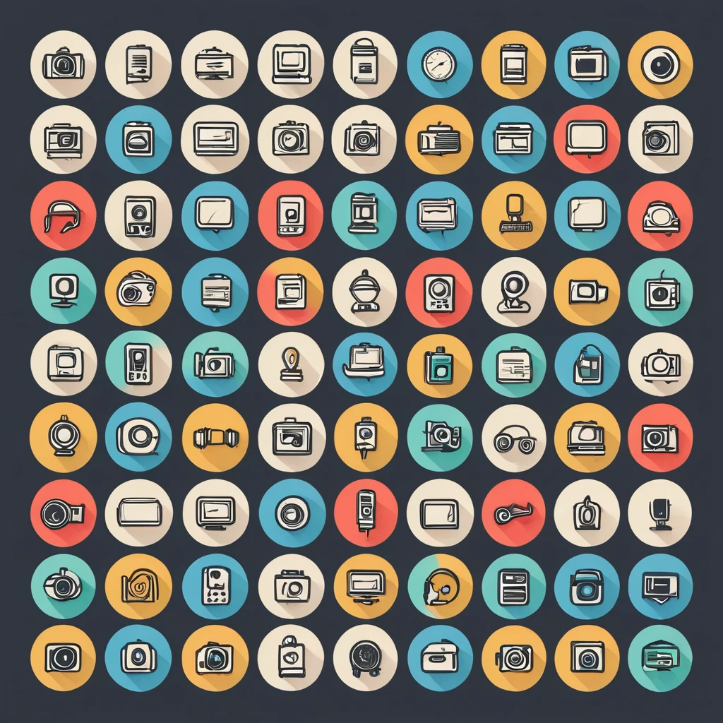 VINTAGE media line icons, VINTAGE outlines and solid vectors