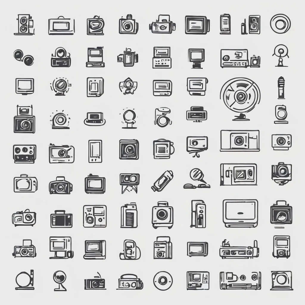 VINTAGE media line icons, VINTAGE outlines and solid vectors