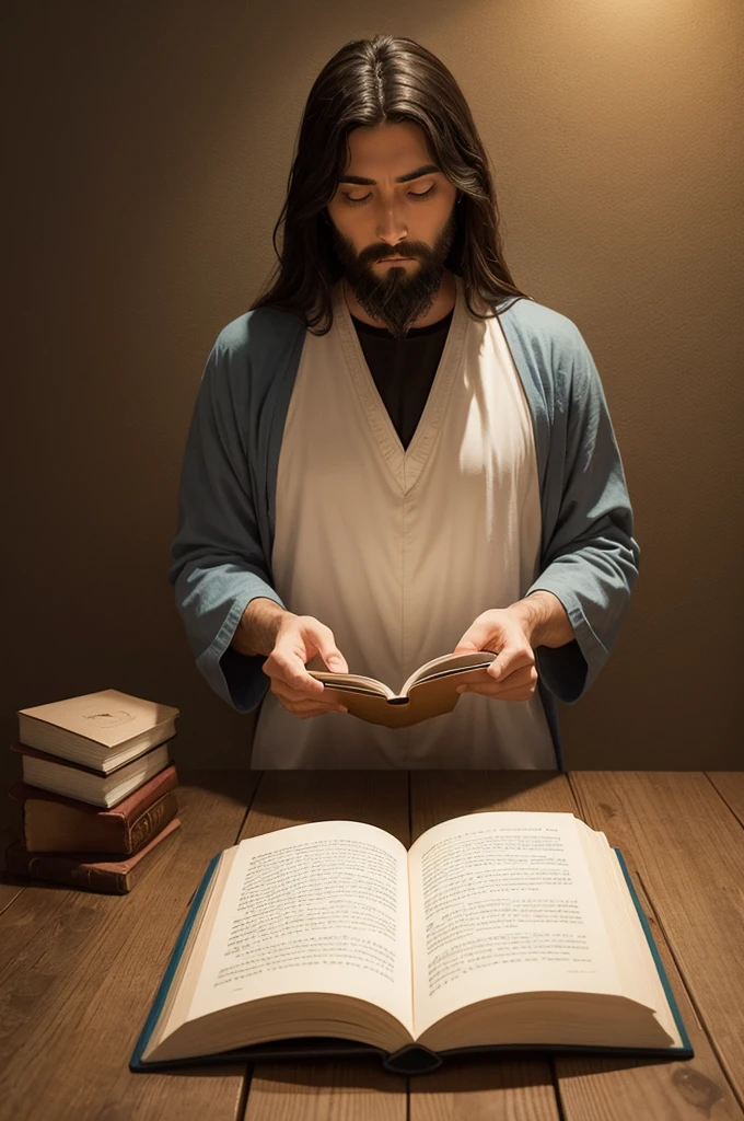 Create a book cover with the theme “SERVING a journey of transformation” with Jesus in the background serving