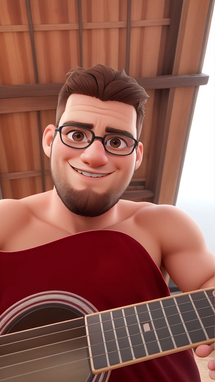 a 23 year old boy , with brown hair cut in a gradient style ,with beard , Round glasses , Black Costume, smiling,with a happy look , brown dark eyes,in cell phone technical assistance, sentado em uma cadeira gamer , highly real, ultra HD, Bright dark, Super detailed with several tools 