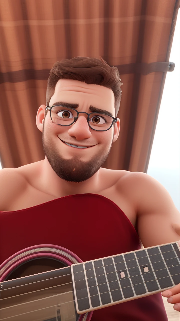 a 23 year old boy , with brown hair cut in a gradient style ,with beard , Round glasses , Black Costume, smiling,with a happy look , brown dark eyes,in cell phone technical assistance, sentado em uma cadeira gamer , highly real, ultra HD, Bright dark, Super detailed with several tools