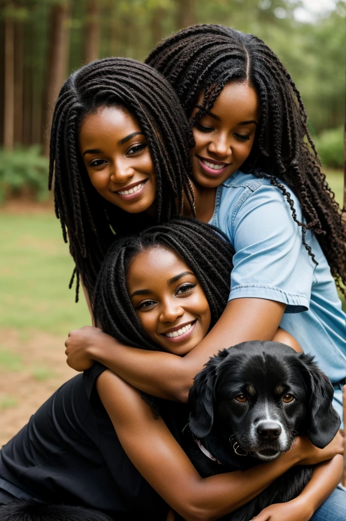 Black woman hugging a dog