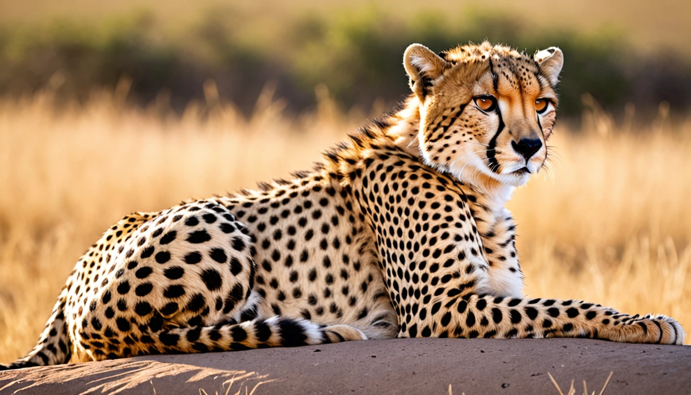 score_9, score_8_up, score_7_up, source_photo, photography, realistic, detailed, rating safe,  A Cheetah, leaning back,