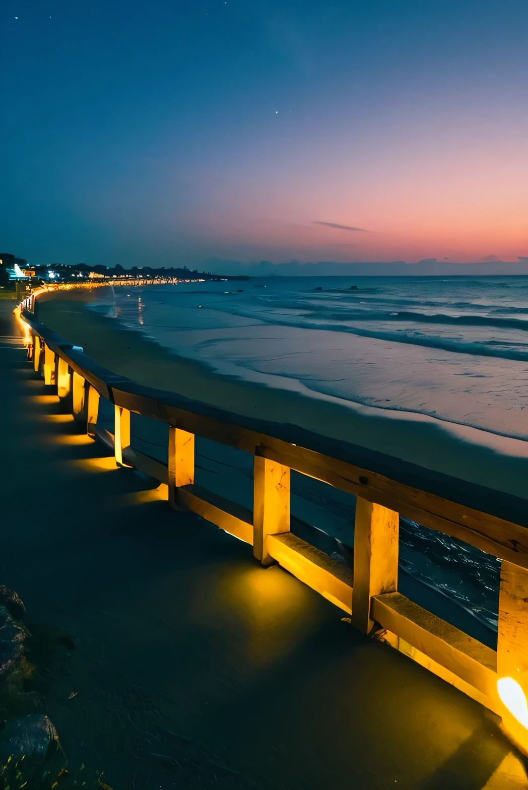 Quiet seaside night view