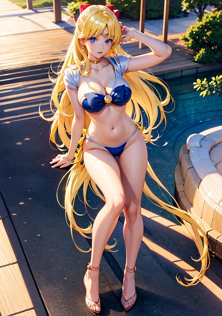 Sailor Moon,Photo of a woman in a bikini posing on a pier, Official artwork, Beautiful and detailed anime art, Smooth anime CG art, A sophisticated gravure idol, realistic sensual gravure idol, Official Anime Artwork, Realistic young gravure idol, | Anime with attention to detail, high detailed Official artwork, Enchanting anime girl, Artbook artwork, Kantai Collection Style, High resolution!!