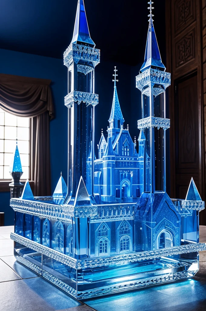 A castle made of bluish glass-crystals 