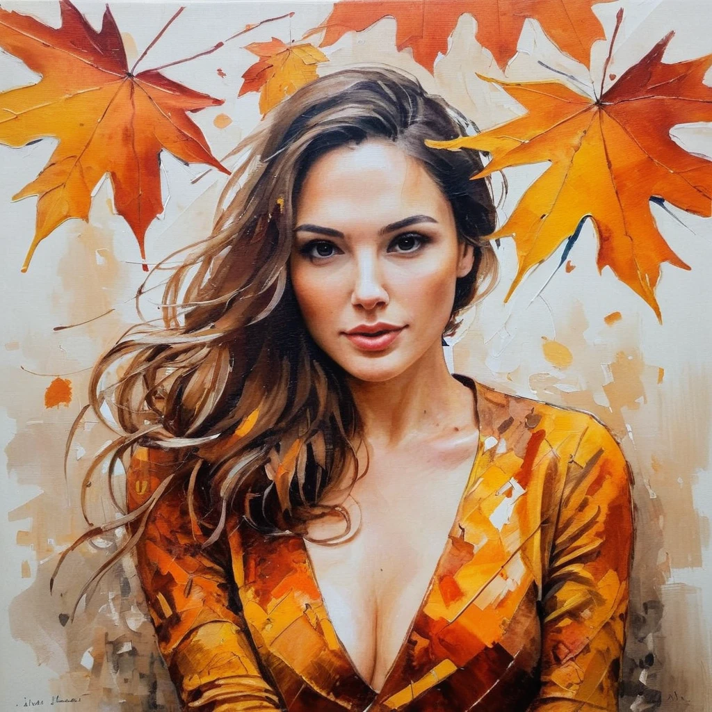 (Abstract) Sketch of autumn woman, Oil on canvas,     