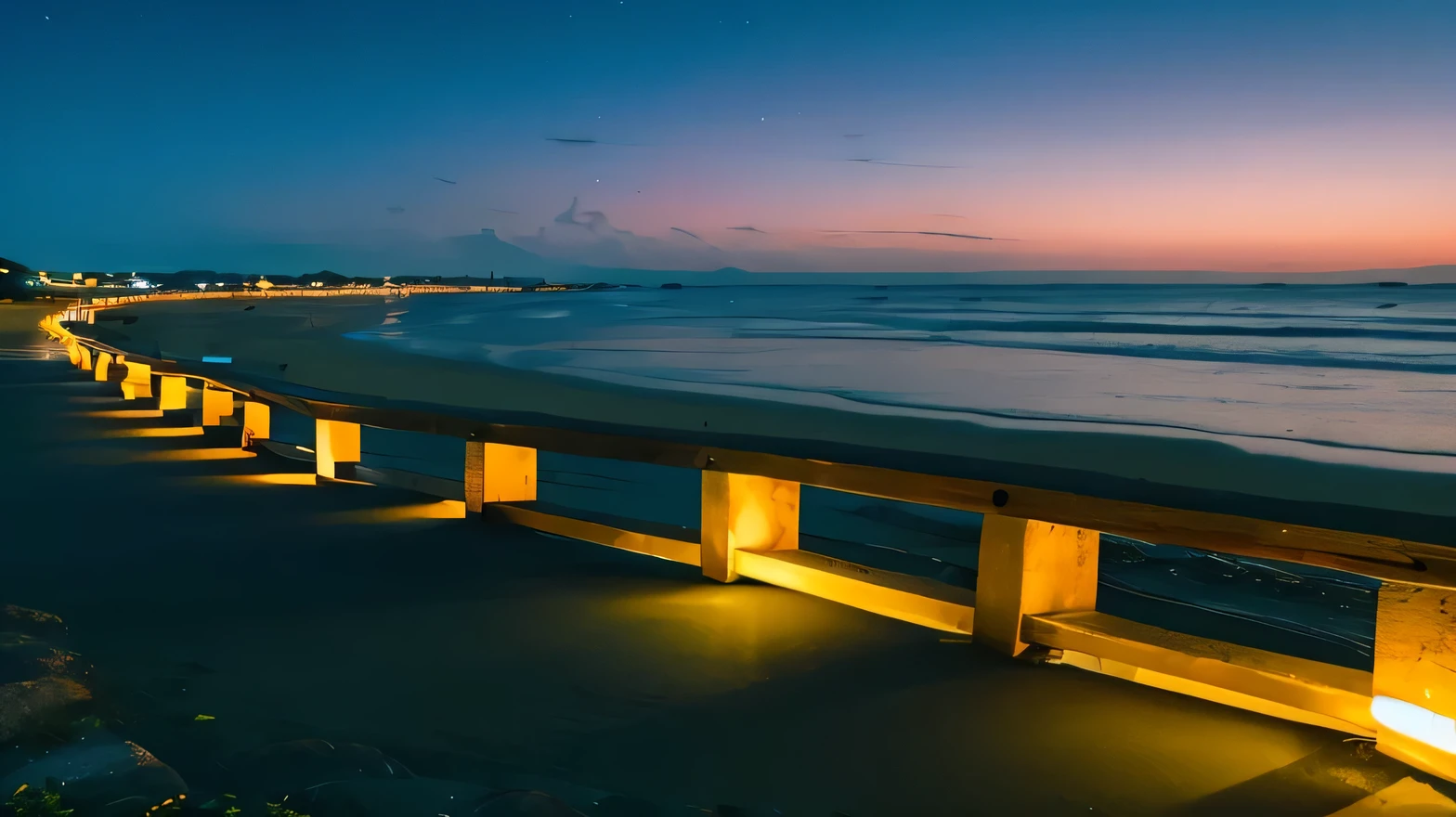 Quiet seaside night view