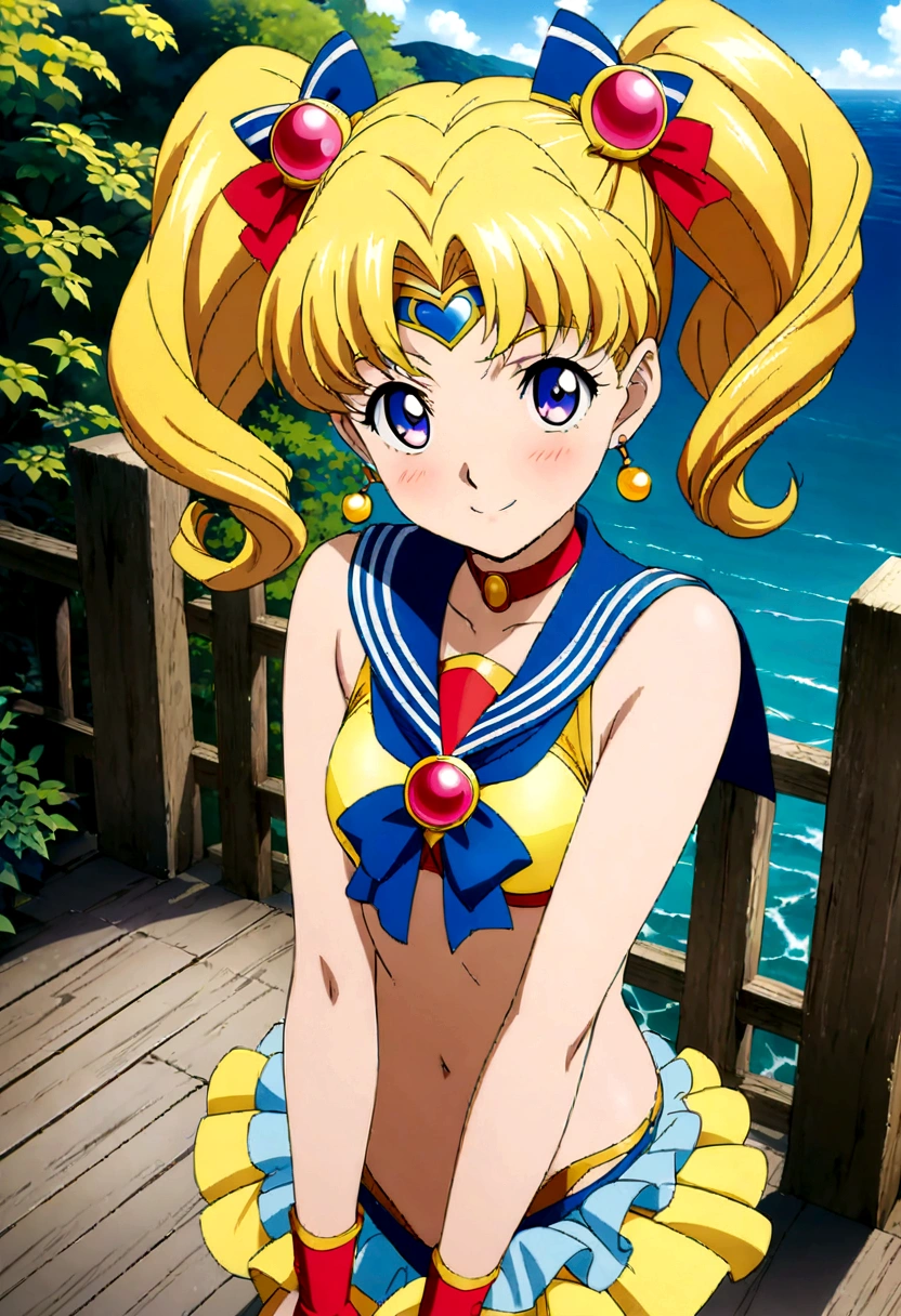 Sailor Moon,Photo of a woman in a bikini posing on a pier, Official artwork, Beautiful and detailed anime art, Smooth anime CG art, A sophisticated gravure idol, realistic sensual gravure idol, Official Anime Artwork, Realistic young gravure idol, | Anime with attention to detail, high detailed Official artwork, Enchanting anime girl, Artbook artwork, Kantai Collection Style, High resolution!!