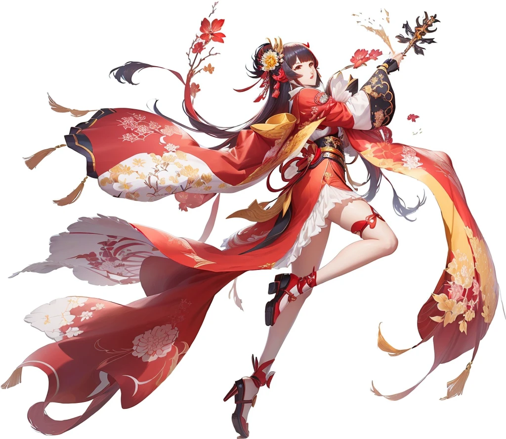 anime girl with a red and yellow dress and a red and white umbrella, onmyoji detailed art, onmyoji, keqing from genshin impact, zhongli from genshin impact, onmyoji portrait, by Yang J, cushart krenz key art feminine, ayaka genshin impact, ayaka game genshin impact