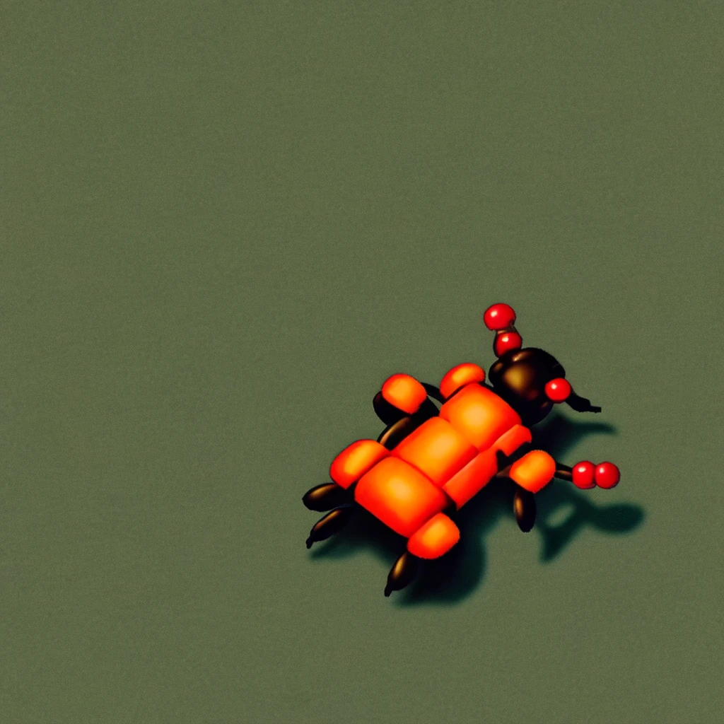 Top down view of an ant from a 16 bit era game. super Nintendo art style. 16 bit art style