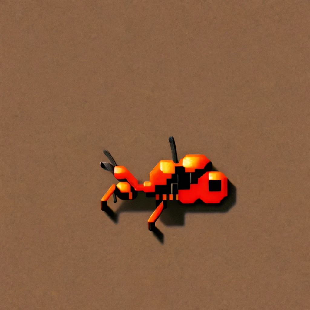 Top down view of an ant from a 16 bit era game. super Nintendo art style. 16 bit art style