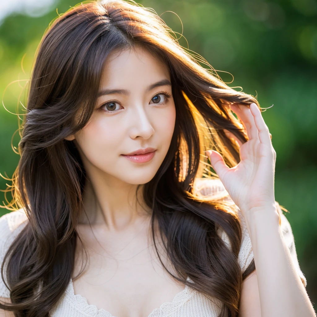 Beautiful mature woman with wavy long hair, Sexy beauty, Ultra-high resolution,(Realistic:1.4), ((Highest quality)), ((masterpiece)), (be familiar with),