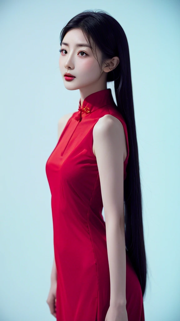 Red Chinese dress, 1 Girl, Solitary,