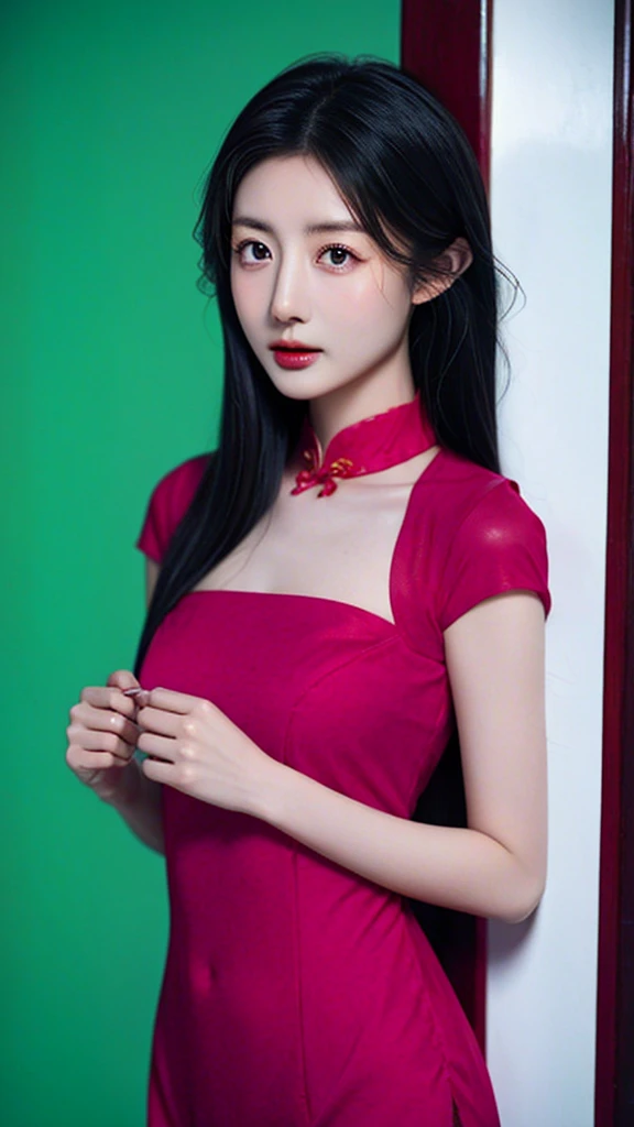 Red Chinese dress, 1 Girl, Solitary,